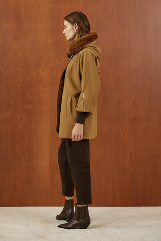 Taba Kapişonu Kürklü Trenç Mont