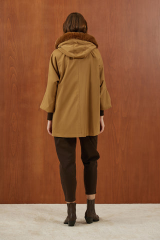 Taba Kapişonu Kürklü Trenç Mont