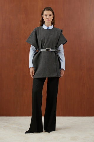 Antrasit Deri Kemerli Kaşe Panço