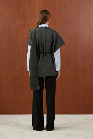 Antrasit Deri Kemerli Kaşe Panço