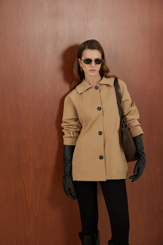 Camel Konsatras Astarlı Kısa Trenç Mont