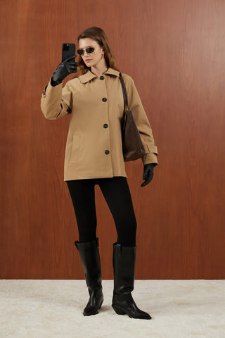 Camel Konsatras Astarlı Kısa Trenç Mont