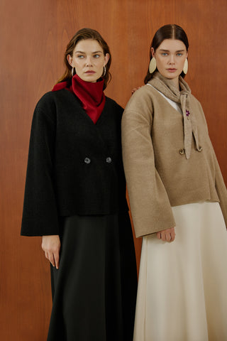 Vizon Köpük Kaşe Dikişsiz Ceket