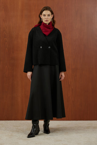 Siyah Köpük Kaşe Dikişsiz Ceket