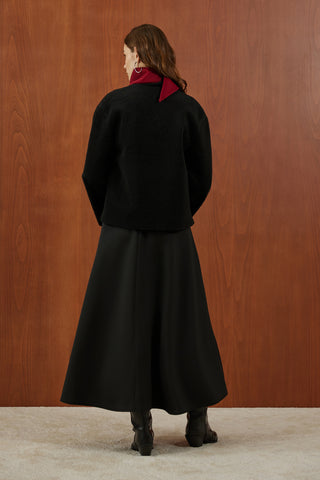 Siyah Köpük Kaşe Dikişsiz Ceket