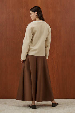 Bej Köpük Kaşe Dikişsiz Ceket