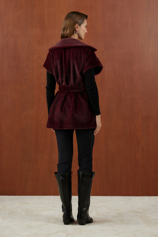 Bordo Nakış Detaylı Gold Fox Yelek