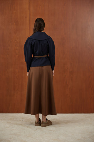 Lacivert Fermuarlı Kemer Detaylı Santana Ceket