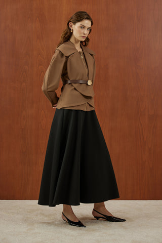 Camel Fermuarlı Kemer Detaylı Santana Ceket