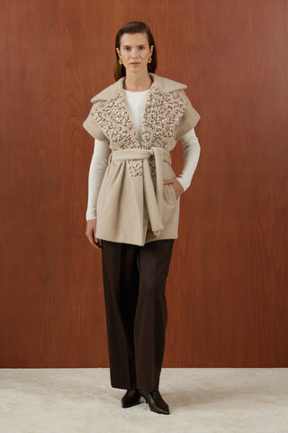 Camel Nakış Detaylı Gold Fox Yelek