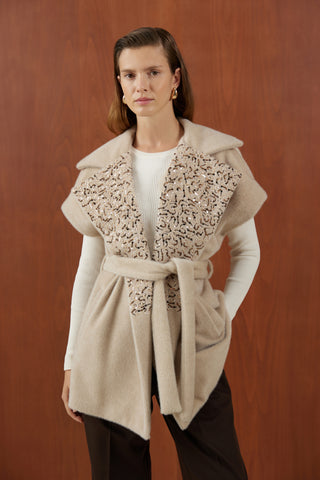 Camel Nakış Detaylı Gold Fox Yelek