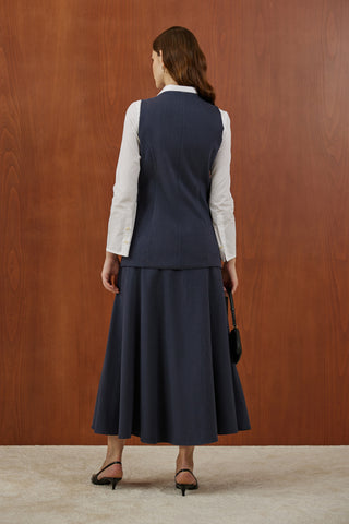 Lacivert Birit Düğmeli Yumuşak Kanvas Takım