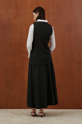 Siyah Birit Düğmeli Yumuşak Kanvas Takım