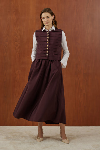 Mürdüm Gold Pilise Yelekli Takım