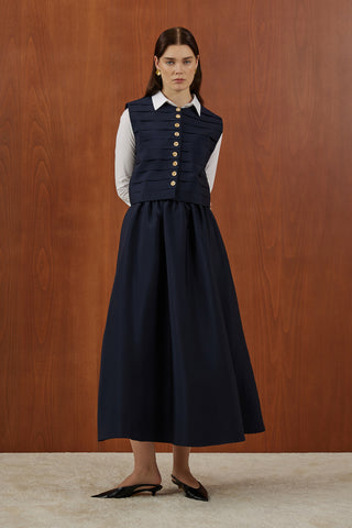 Lacivert Gold Pilise Yelekli Takım