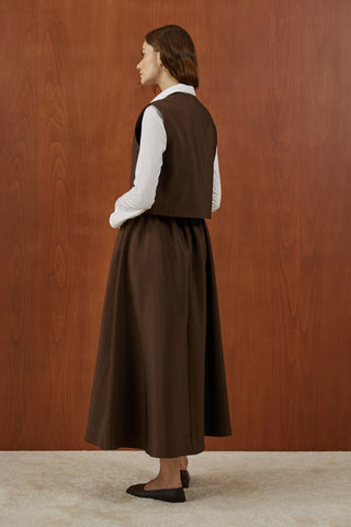 Kahverengi Gold Pilise Yelekli Takım