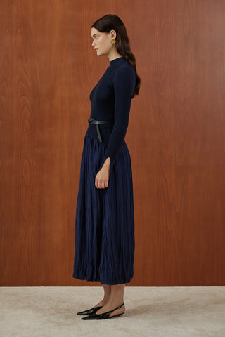 Lacivert Triko Balon Elbise