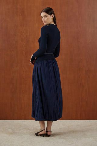 Lacivert Triko Balon Elbise