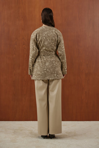 Vizon Desenli Kaşe Uzun Mont