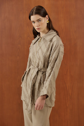 Vizon Sakallı Simli Kumaş Fermuarlı Takım