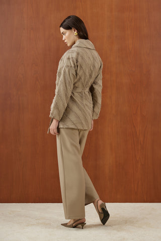 Vizon Sakallı Simli Kumaş Fermuarlı Takım