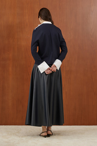 Lacivert Poplin Detaylı Gold Düğmeli Ceket