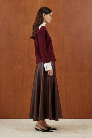 Bordo Poplin Detaylı Gold Düğmeli Ceket