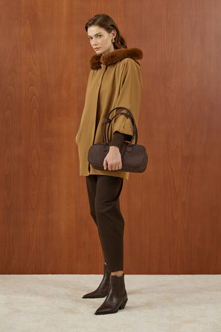 Taba Kapişonu Kürklü Trenç Mont