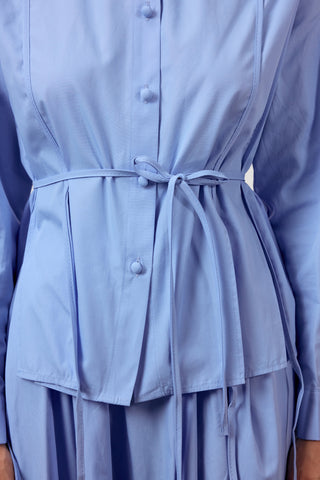 Biyeli Etekli İkili Takım - Mavi