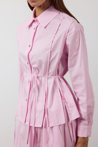 Biyeli Etekli İkili Takım - Pembe