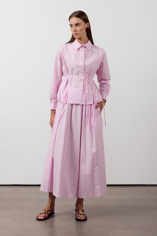 Biyeli Etekli İkili Takım - Pembe