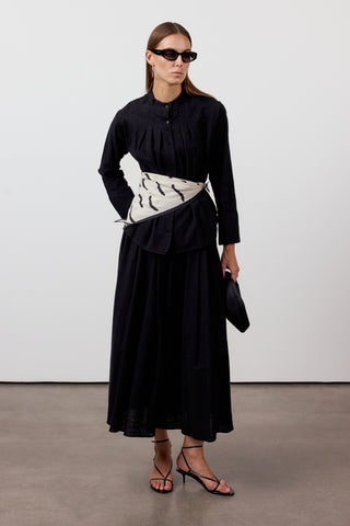 Pile Detaylı İkili Takım - Siyah