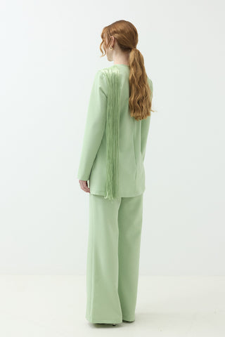 Püskül İp detaylı Pantolonlu Takım Yeşil