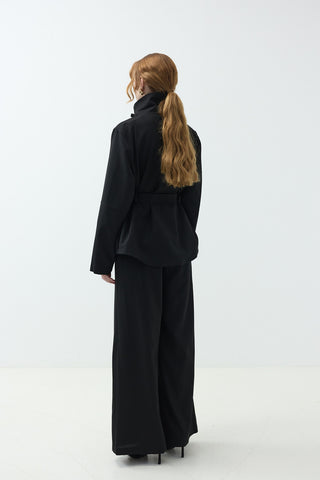 Çıtçıt Detaylı Ceket Pantolonlu Takım Siyah