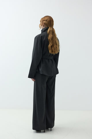 Çıtçıt Detaylı Ceket Pantolonlu Takım Siyah