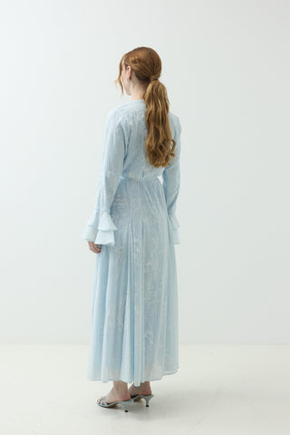 Düğme Detaylı Modal Brode Elbise Bebe Mavisi