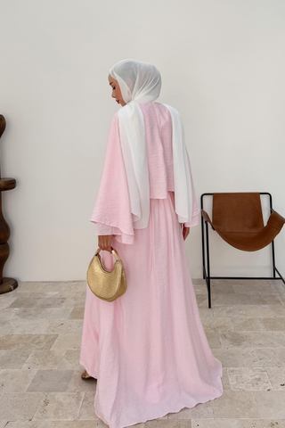 Pelerin Detaylı Pantolonlu İkili Takım Pembe