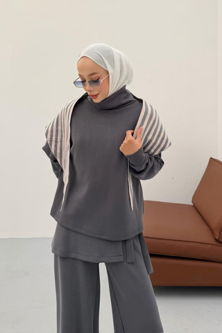 Kapüşonlu Basic Pantolonlu İkili Takım Antrasit