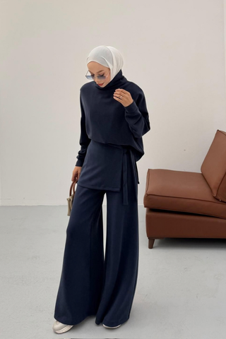 Kapüşonlu Basic Pantolonlu İkili Takım Lacivert