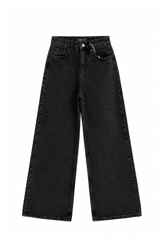 Palazzo Model Likrasız Kot Pantolon Füme