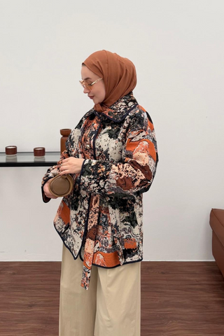 Jakar Desenli Biyeli Seyyar Kemerli Mont Oranj
