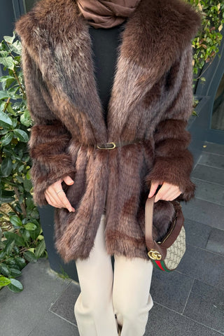 Kahverengi Gucci Kürk Mont