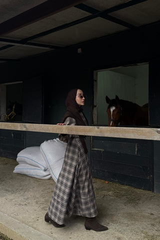 Pamuk Viskon Ekoseli Elbise