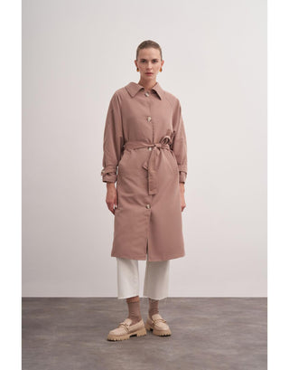 Vizon Klasik Kemerli Trençkot - Fushya Online