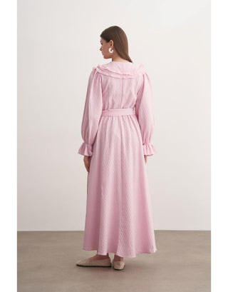 Bebe Yaka Kuşaklı Elbise - Pembe
