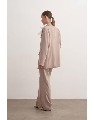 Gül Detaylı Blazer İkili Takım - Bej