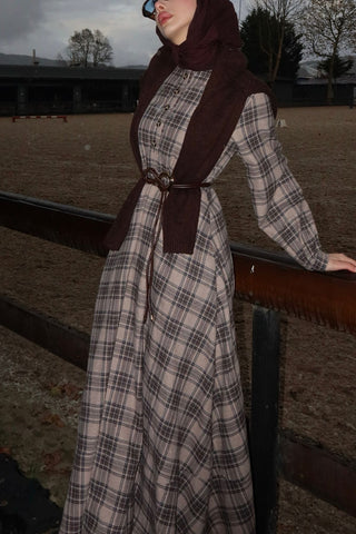 Pamuk Viskon Ekoseli Elbise