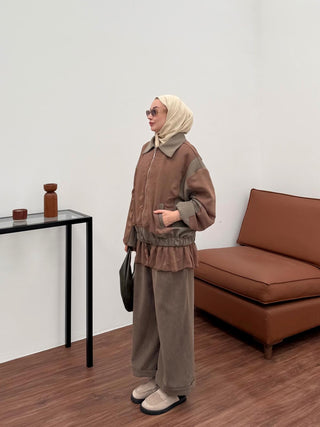 Taş Detaylı Garnili Ceket Haki