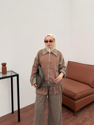 Taş Detaylı Garnili Ceket Haki