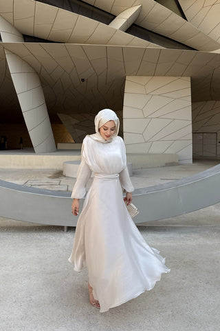 Simli Organze Şifon Elbise Bej